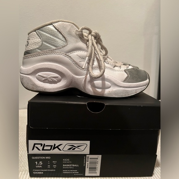 Reebok | Shoes | Reebok Question Mid Basketball Shoe Girls White With ...